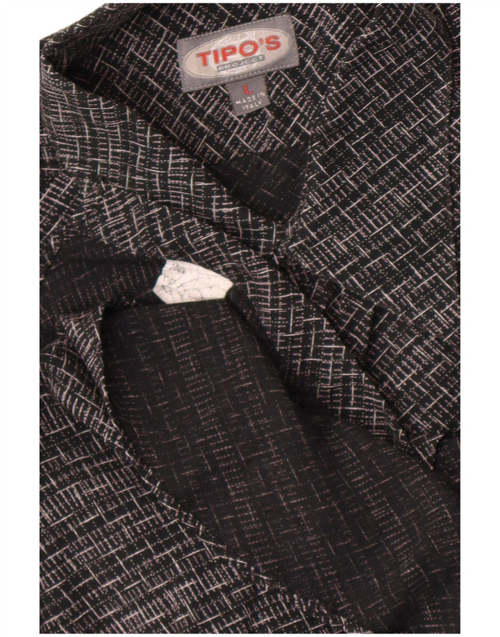 Camicia a maniche corte da uomo Tipo' S Large in viscosa geometrica nera