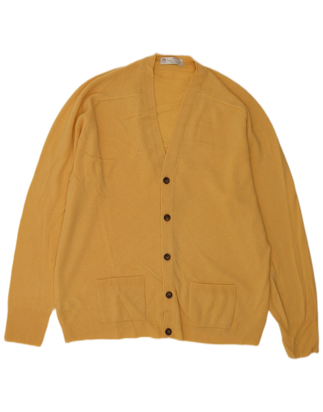Maglione cardigan da uomo Marks & Spencer XL giallo lana vergine