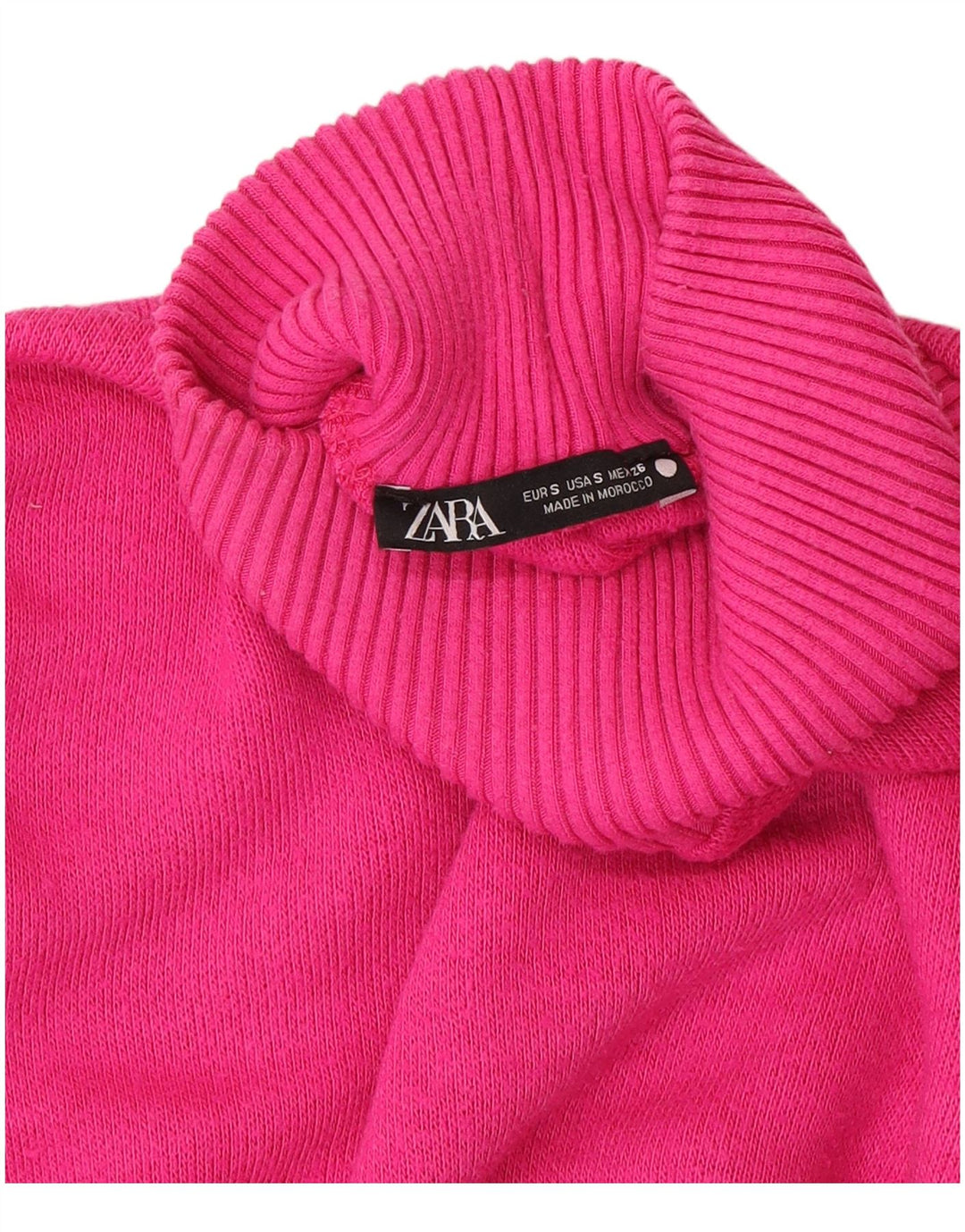 Zara Donna Maglione Corto Oversize con Collo Dolcevita UK 10 Piccolo Rosa