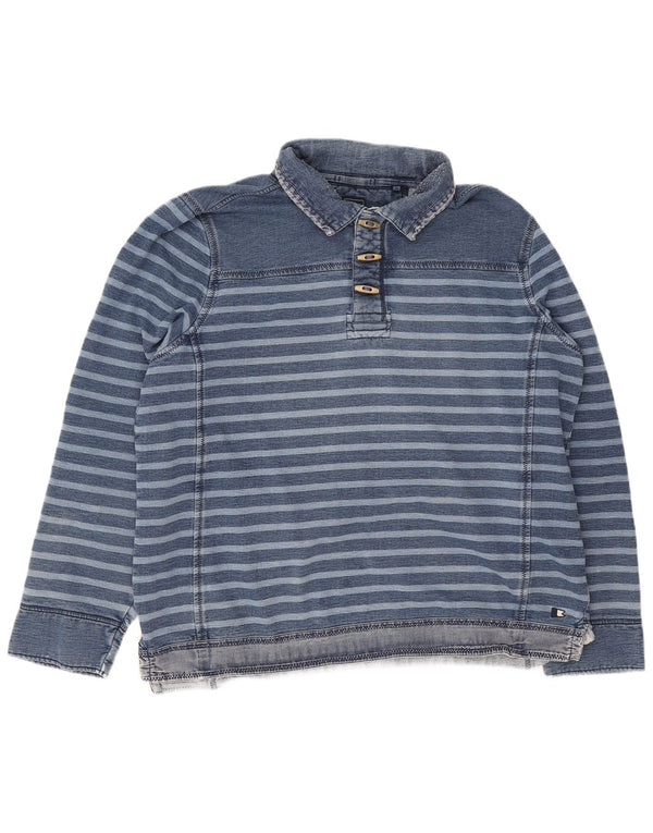 Felpa da uomo con collo alto Fat Face, maglione XL, cotone a righe blu