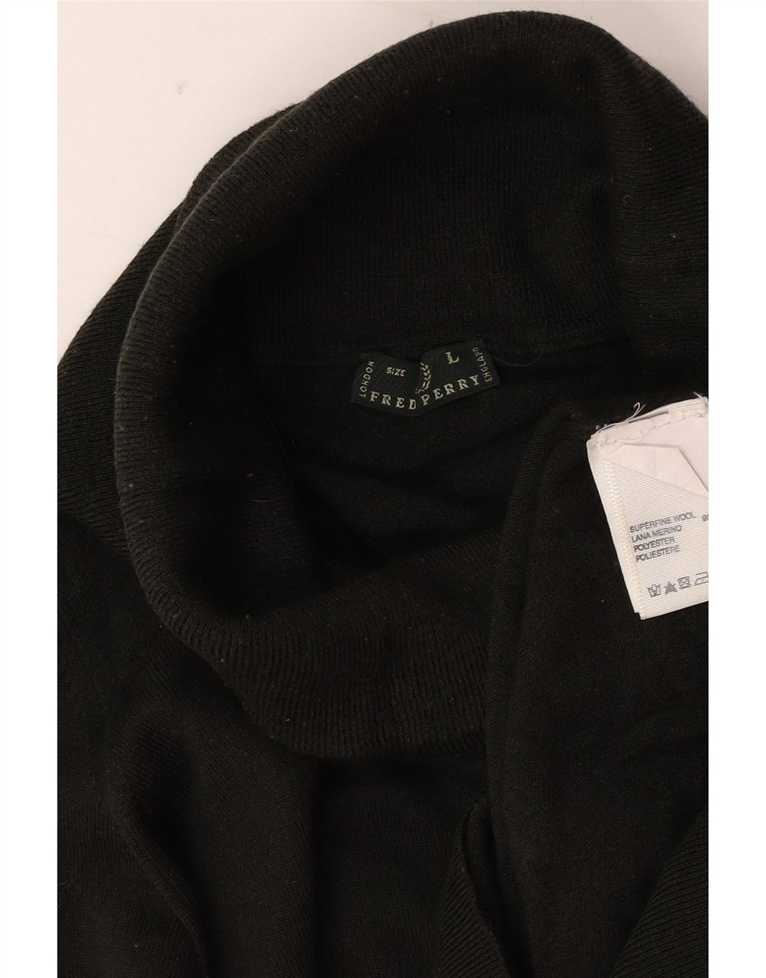 Maglione maglione a collo alto da donna Fred Perry UK 14 grande verde