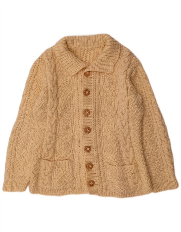 Maglione cardigan vintage da uomo grande beige