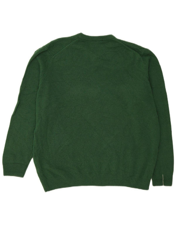 Maglione maglione da uomo con scollo a V vestibilità classica Lacoste taglia 7 2XL lana verde
