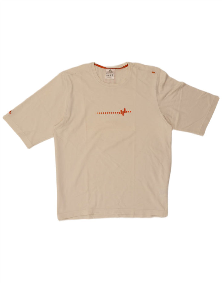 T-shirt grafica da uomo ADIDAS Top grande in cotone bianco sporco