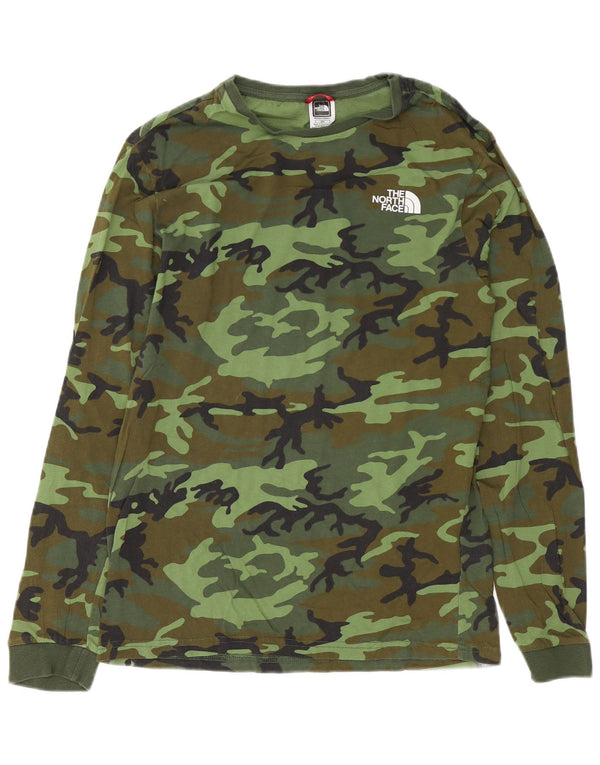 The North Face Maglia da uomo a manica lunga piccola in cotone mimetico verde