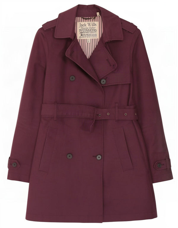 Trench da donna Jack Wills UK 10 piccolo cotone marrone