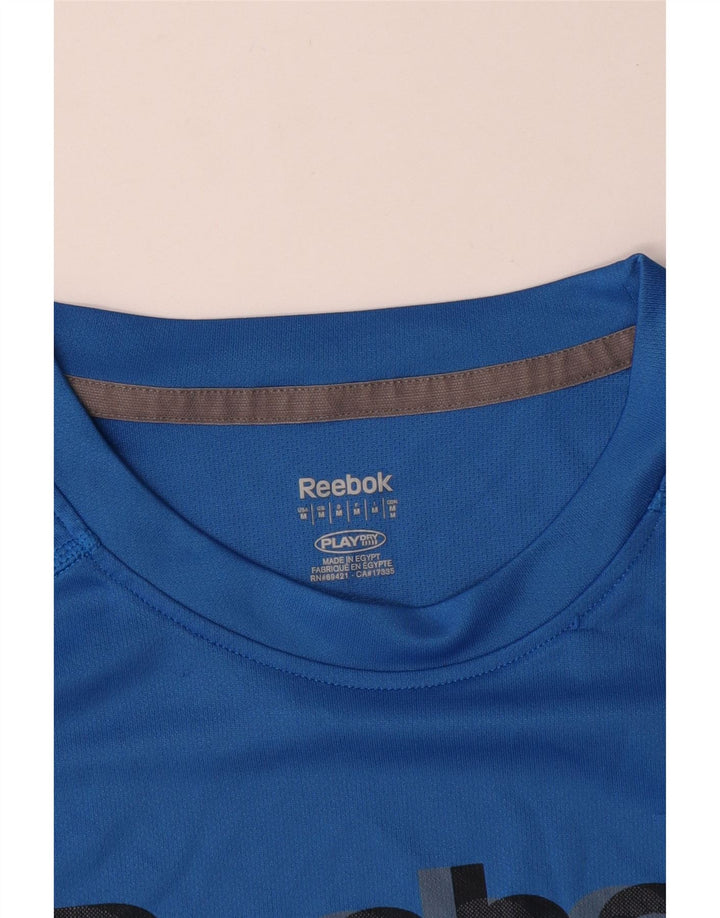 T-shirt grafica da uomo Reebok Top in poliestere color block blu medio