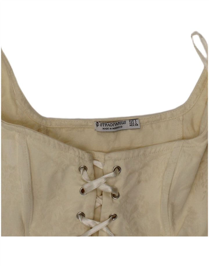 Top corto a corsetto da donna Stradivarius grande bianco sporco