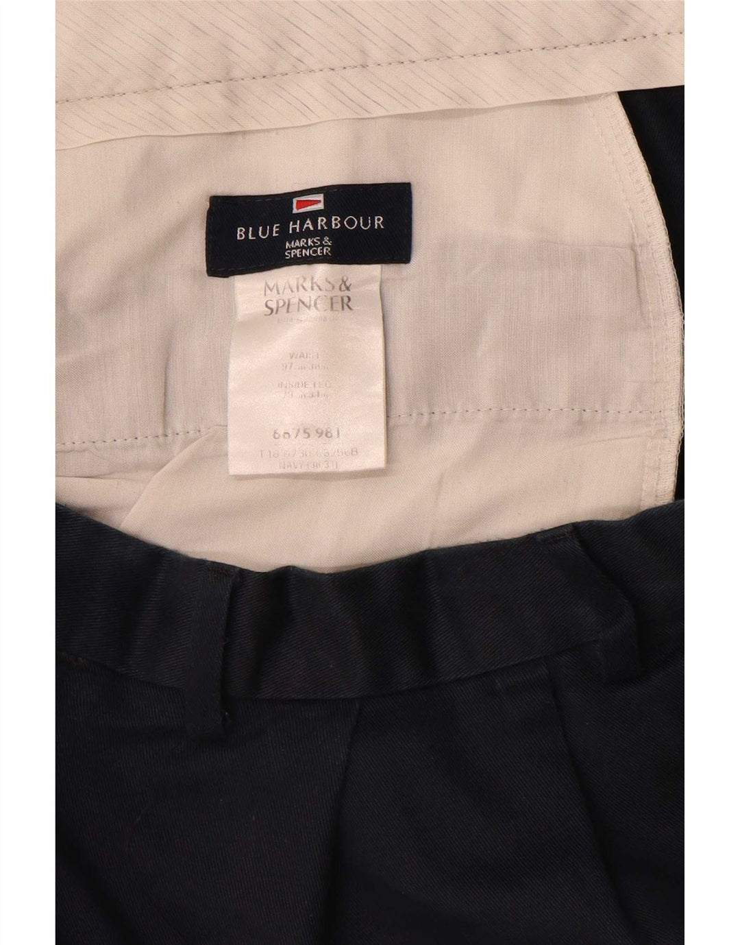 Pantaloni da abito con pegged Marks & Spencer da uomo blu W38 L31 blu navy