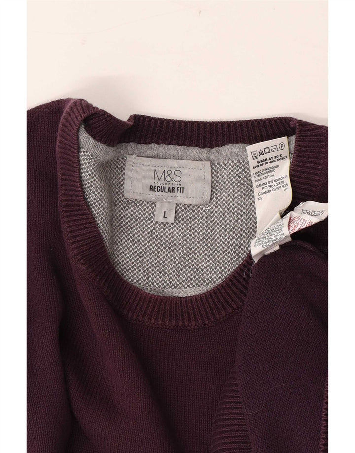 Maglione maglione girocollo vestibilità regolare da uomo Marks & Spencer grande bordeaux