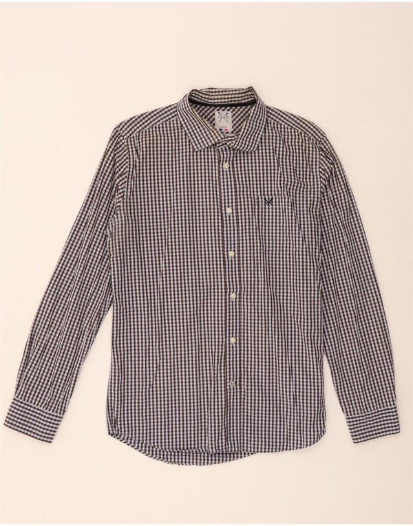 Crew Clothing Camicia da uomo su misura misura grande in cotone a quadretti marrone