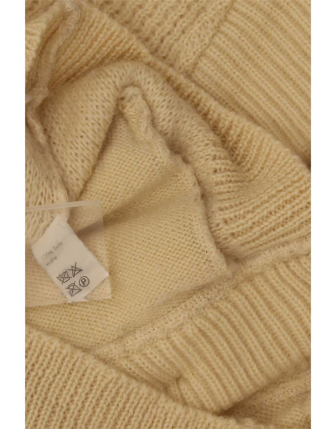 Maglione cardigan vintage da uomo IT 50 lana beige medio