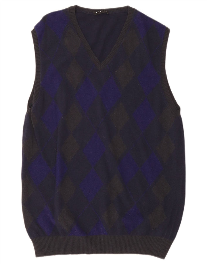 Canotta da uomo SISLEY XL blu navy a rombi/lana diamante