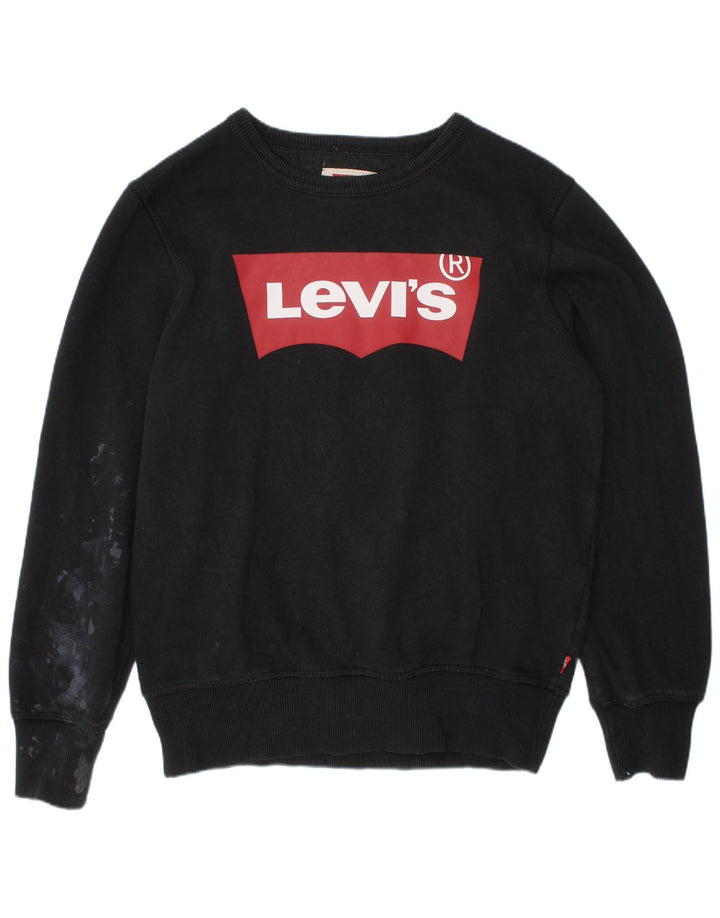 LEVI'S Boys Graphic Sweatshirt Jumper 9-10 Years Black