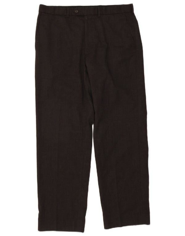 Pantaloni da abito dritti da uomo Marks & Spencer W34 L31 lana nera