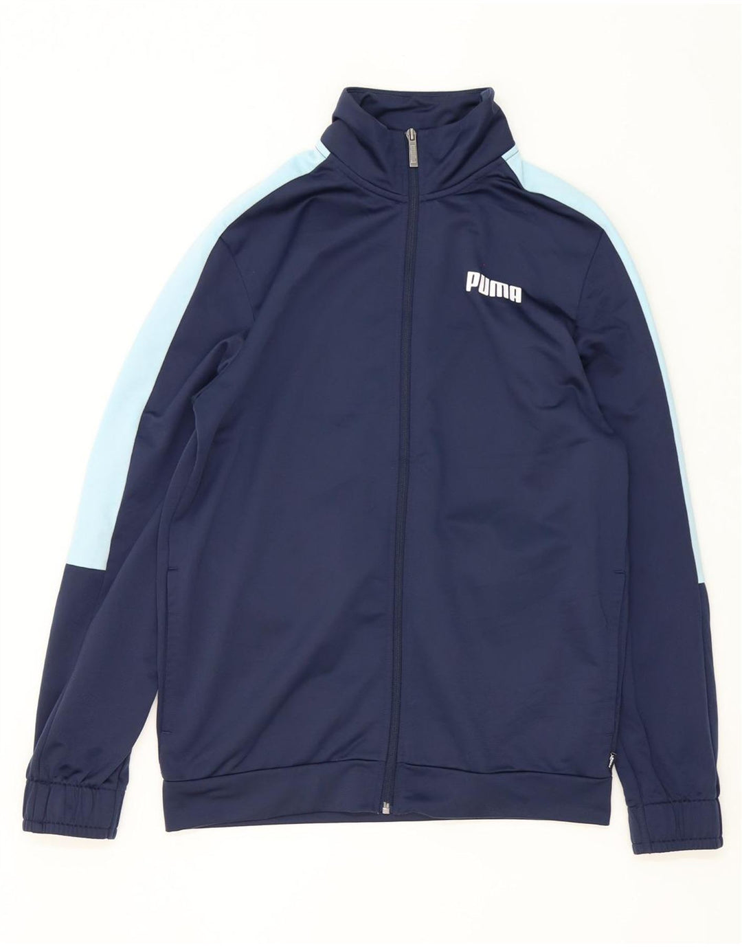 Giacca da ginnastica da uomo Puma Small in poliestere color block blu navy