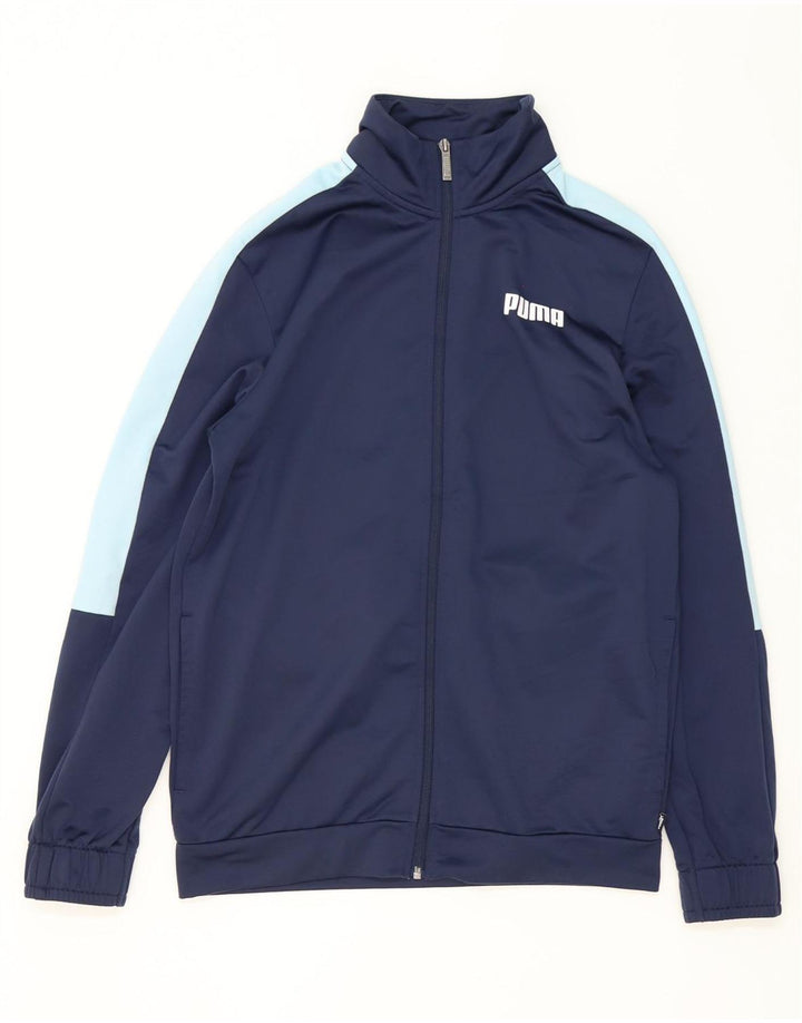 Giacca da ginnastica da uomo Puma Small in poliestere color block blu navy