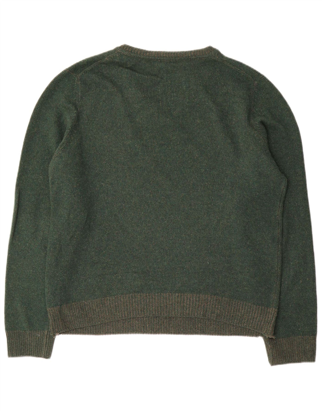 Massimo Dutti Maglione da uomo con scollo a V in lana verde medio