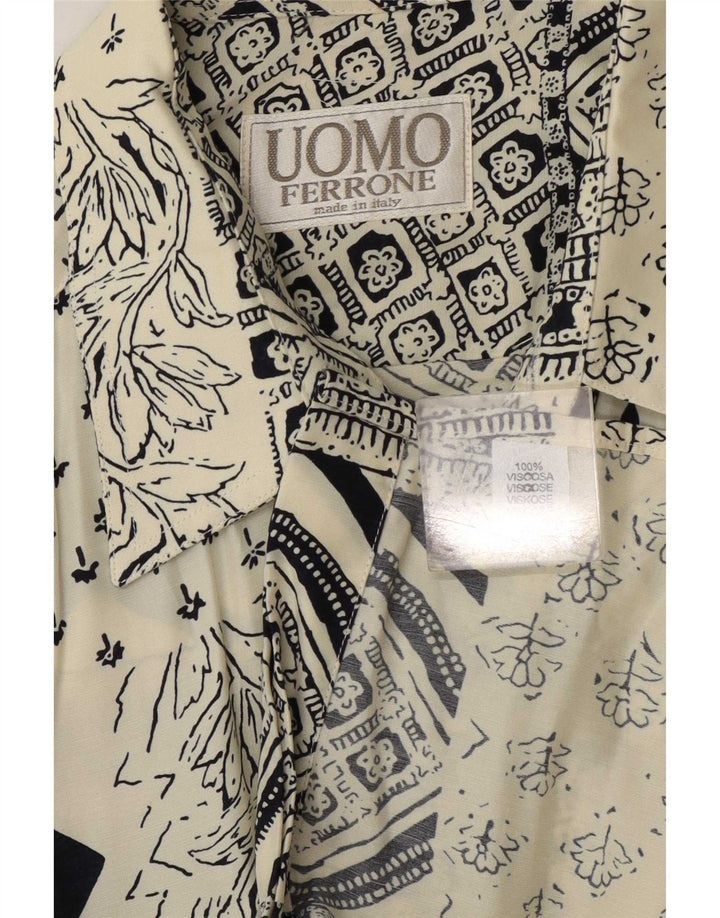 Ferrone Camicia Uomo Large Off White Patchwork Viscosa