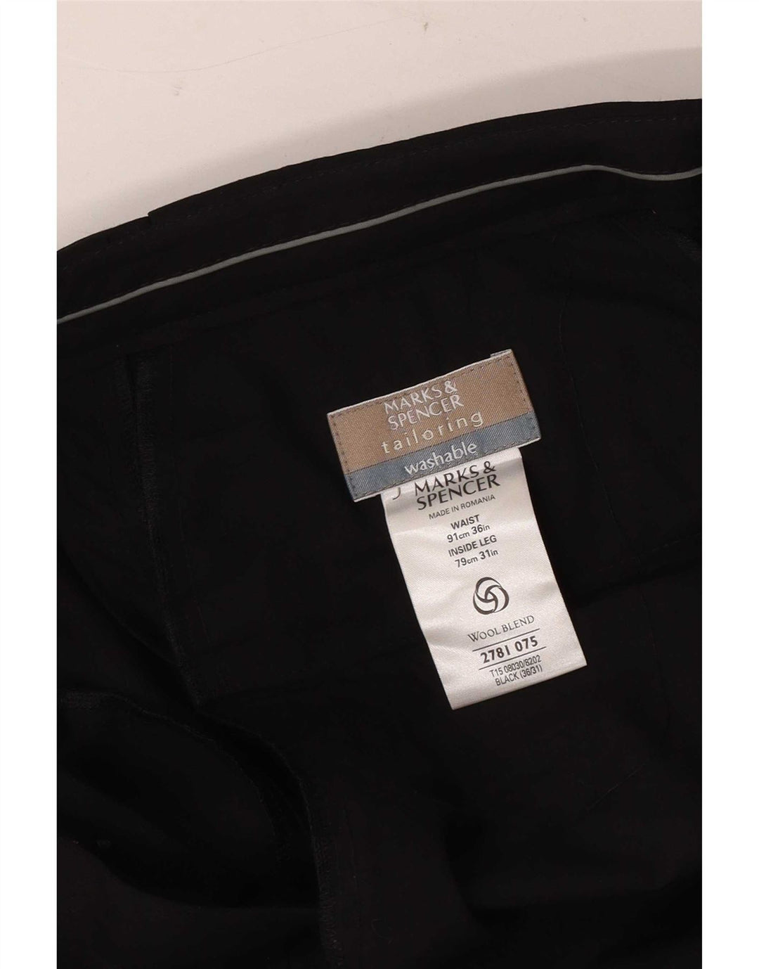 Pantaloni da abito con pegging da uomo Marks & Spencer W36 L31 poliestere nero