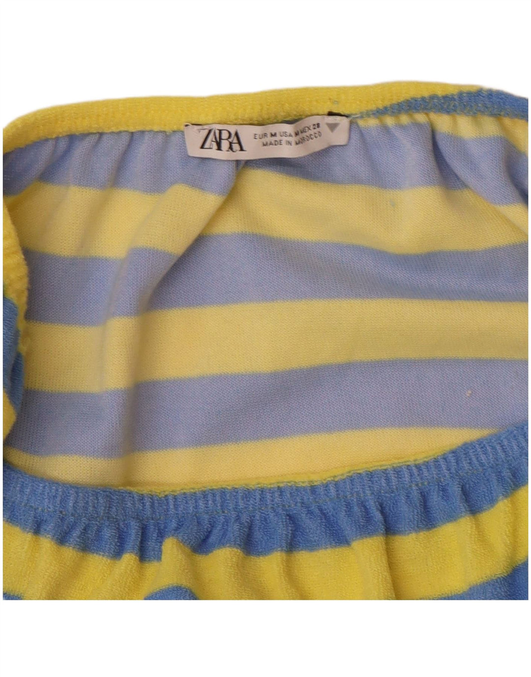 Tutina corta senza spalline da donna Zara UK 12 Cotone a righe blu medio