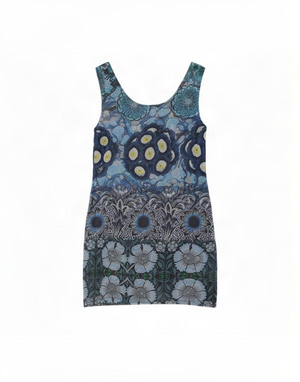 Abito tunica senza maniche da donna Desigual EU 38 Poliestere floreale blu medio