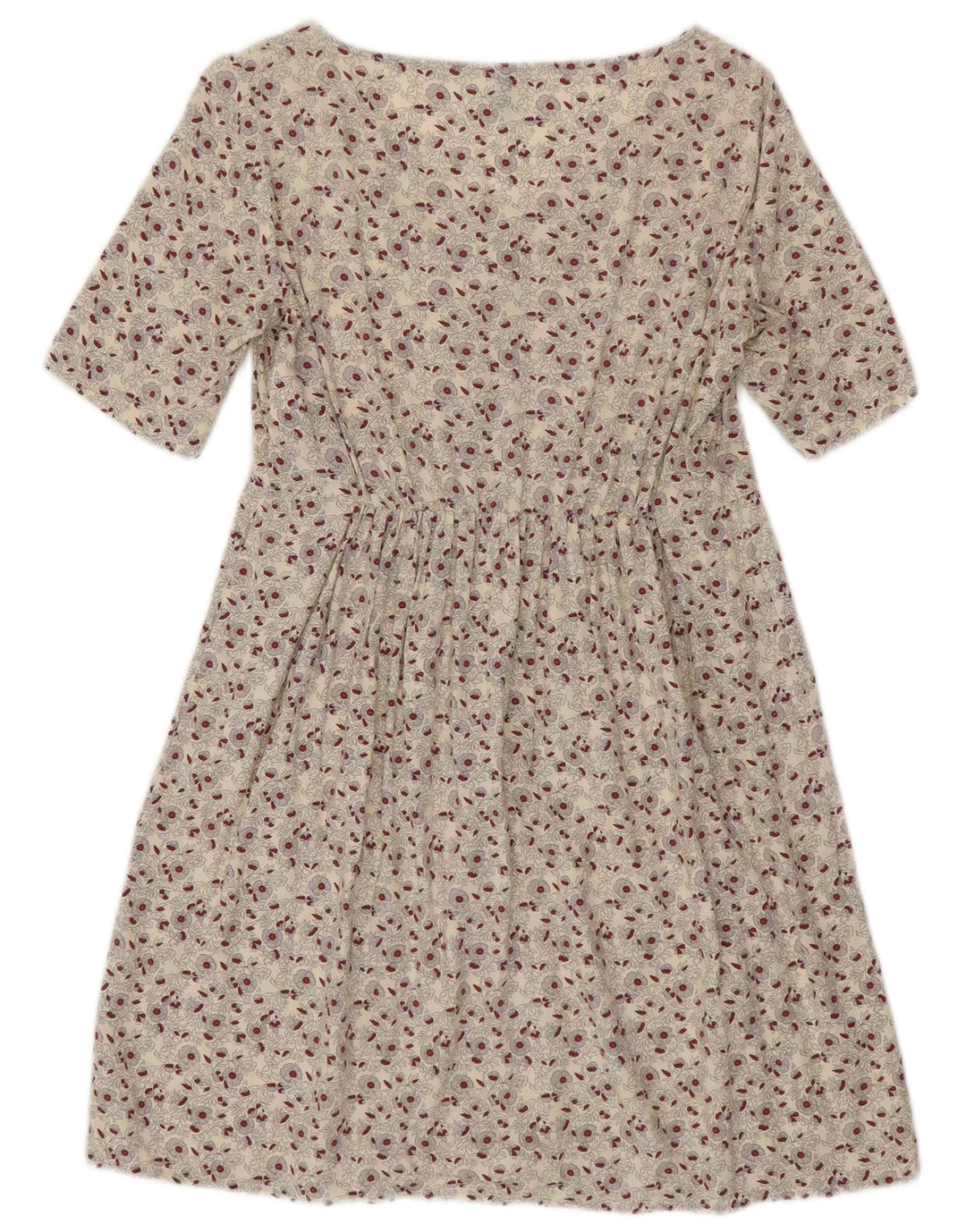 Abito a trapezio da donna BENETTON UK 6 XS in viscosa floreale bianco sporco