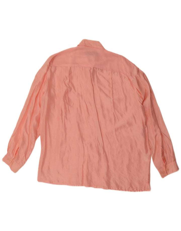 Camicia oversize da donna vintage UK 14 seta rosa media