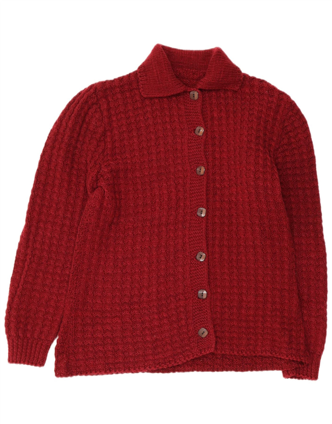 Maglione cardigan da donna VINTAGE UK 14 Grande Borgogna