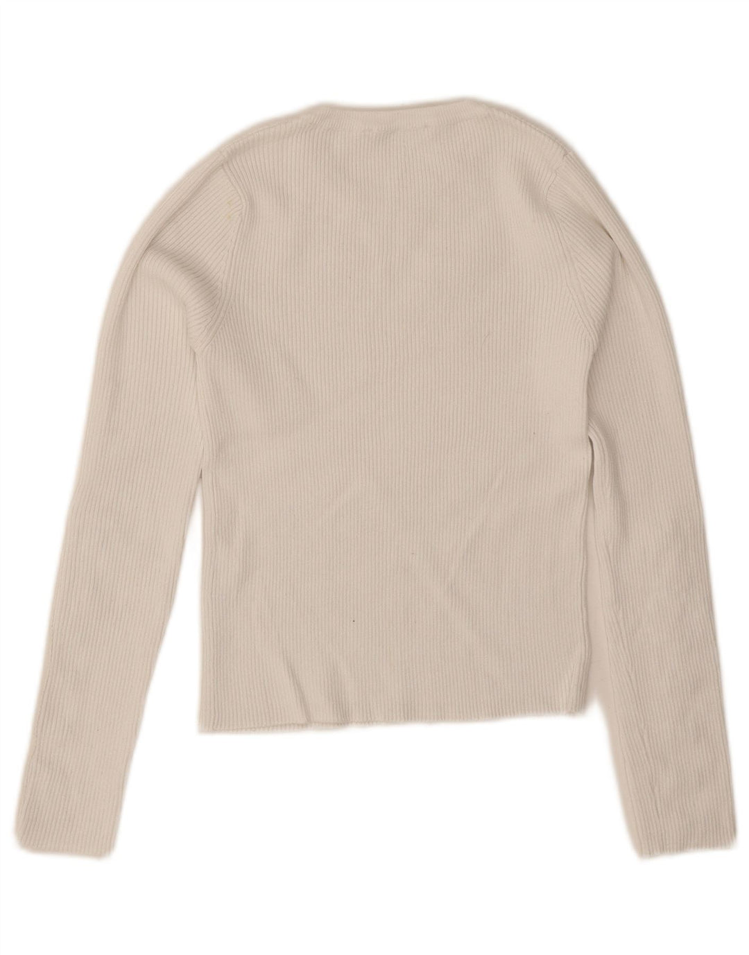 Maglione corto girocollo da donna Zara UK 12 Viscosa bianca media