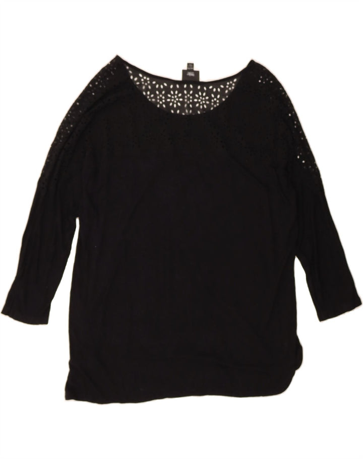 MOSSIMO Womens Top 3/4 Sleeve UK 20 2XL Black Rayon Vintage Mossimo and Second-Hand Mossimo from Messina Hembry 