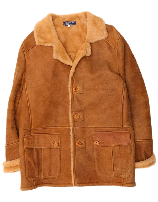Giacca in shearling vintage da uomo UK 40 grande marrone