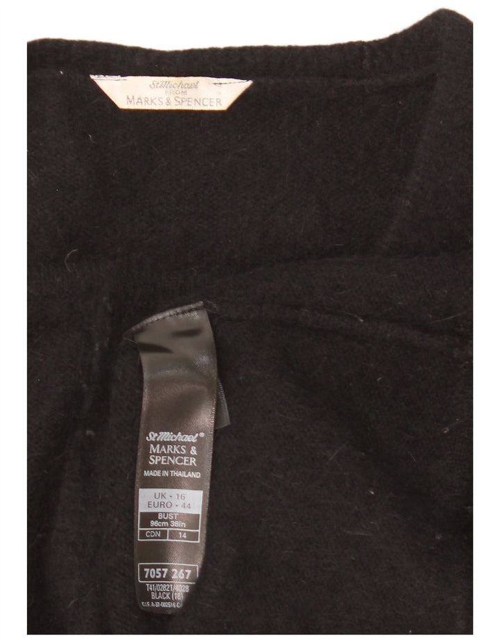 Maglione cardigan da donna Marks & Spencer UK 16 Large Black Angora