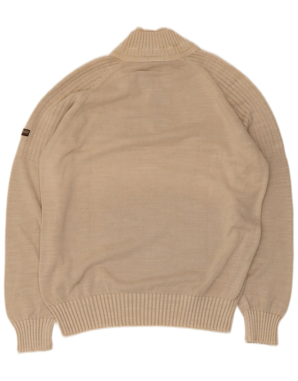 Maglione da uomo con collo con zip geografica Napapijri, grande cotone beige