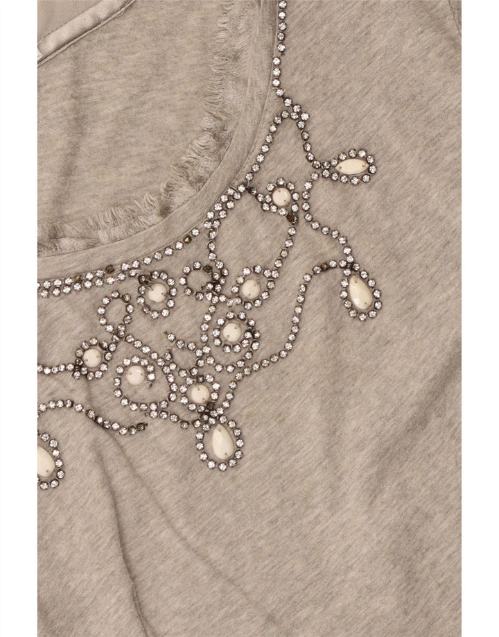 LIU JO Top da donna manica lunga UK 10 piccolo grigio