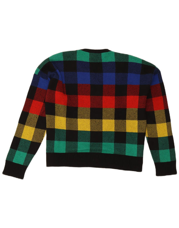 Maglione maglione girocollo da donna Benetton UK 16 grande controllo multicolore