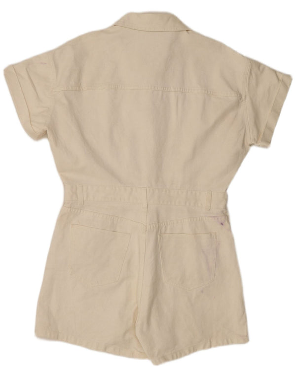 Tutina corta in denim da donna Zara UK 20 2XL cotone bianco
