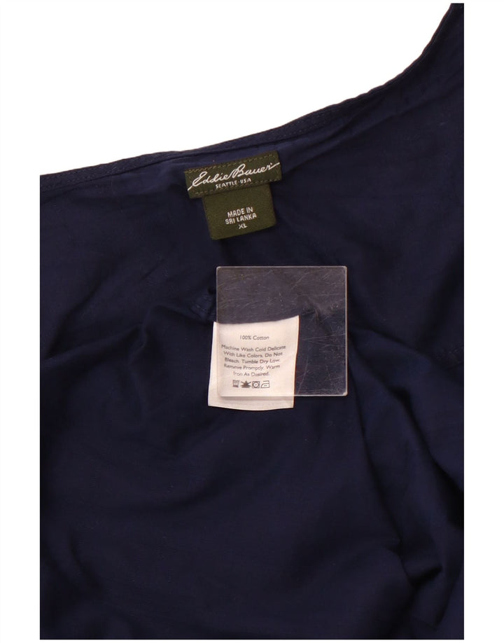 EDDIE BAUER Camicetta da donna con maniche a 3/4 Top UK 18 XL Cotone blu navy
