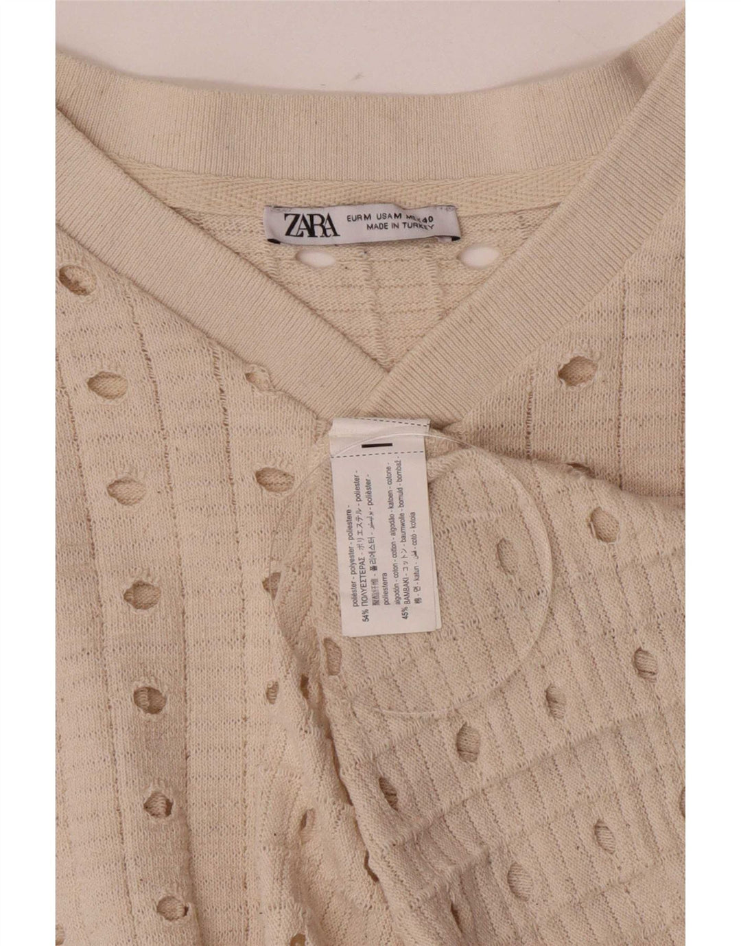 Zara Canotta da donna UK 14 Beige medio Poliestere