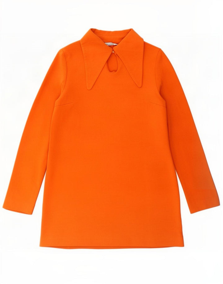 Abito polo a maniche lunghe da donna Zara UK 12 Poliestere arancione medio