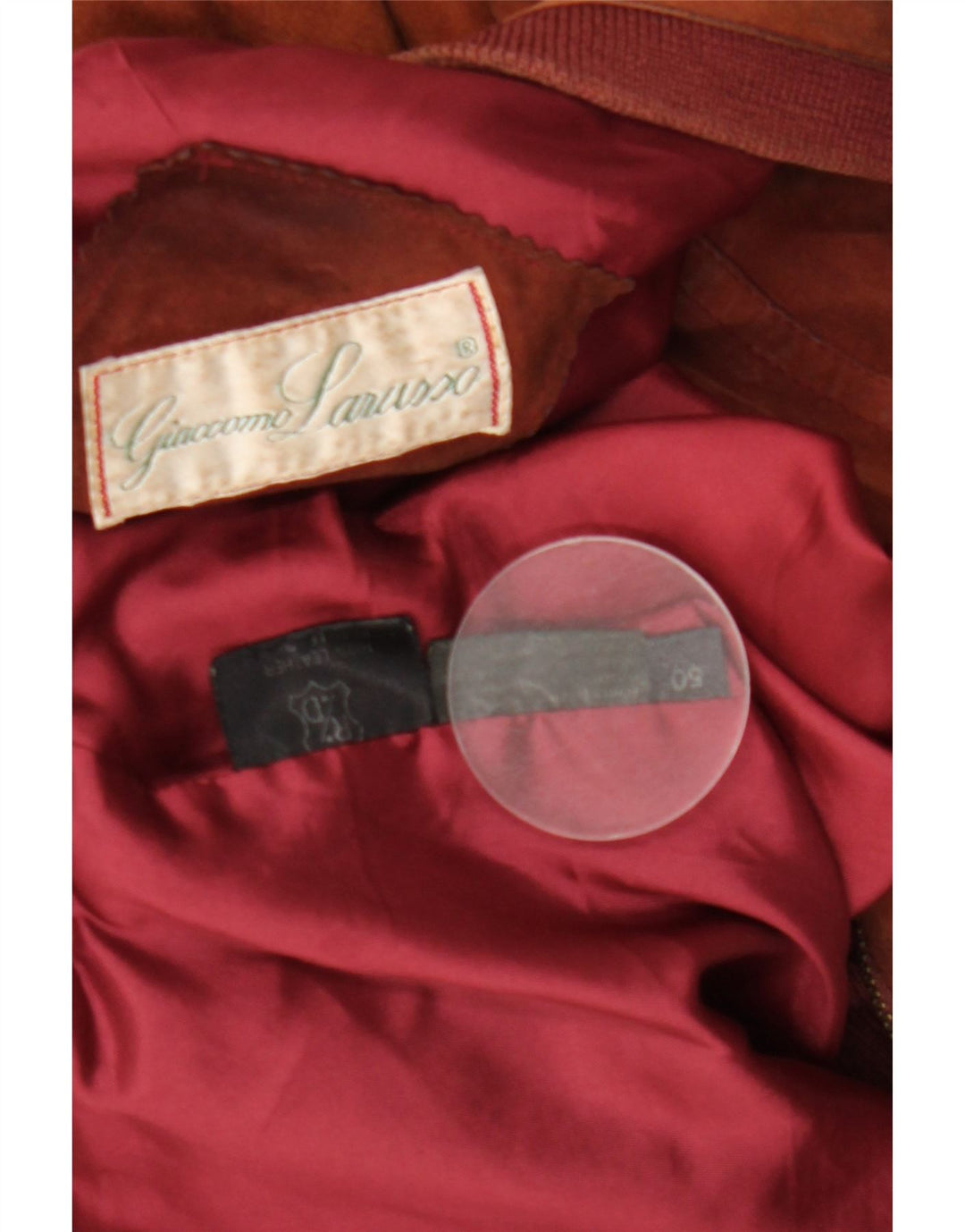 GIACCOMO LARUSSO Giubbotto bomber da uomo in pelle scamosciata vestibilità ampia IT 50 Large Marrone