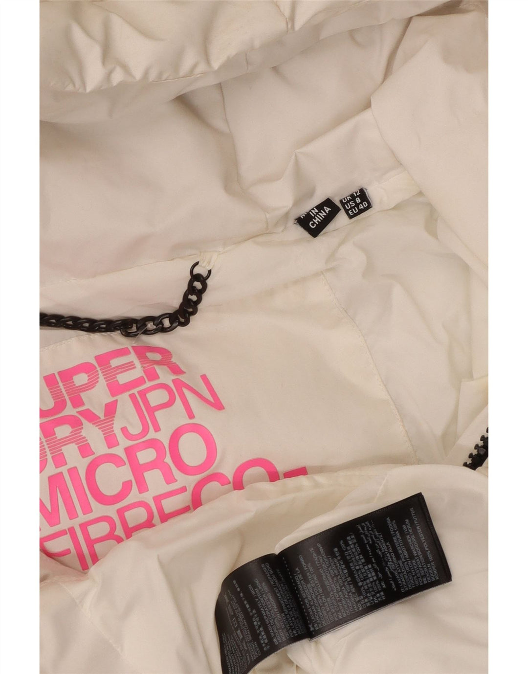 Giacca imbottita con cappuccio da donna Superdry UK 12 poliestere bianco medio