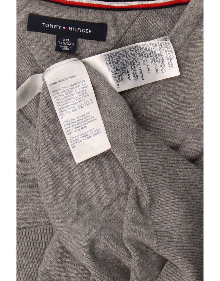 TOMMY HILFIGER Maglione da uomo con scollo a V 2XL cotone grigio