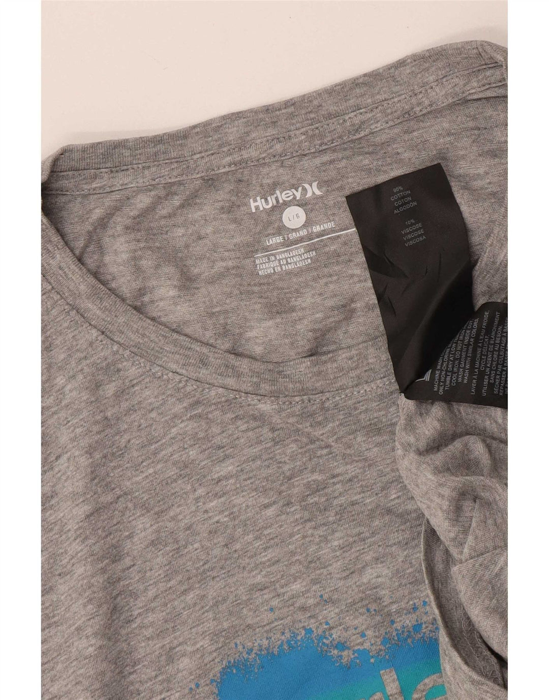 T-shirt grafica da uomo Hurley Top grande in cotone grigio