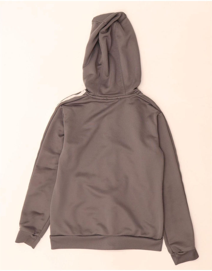 Felpa con cappuccio e zip grafica Adidas da ragazzo 9-10 anni in poliestere grigio