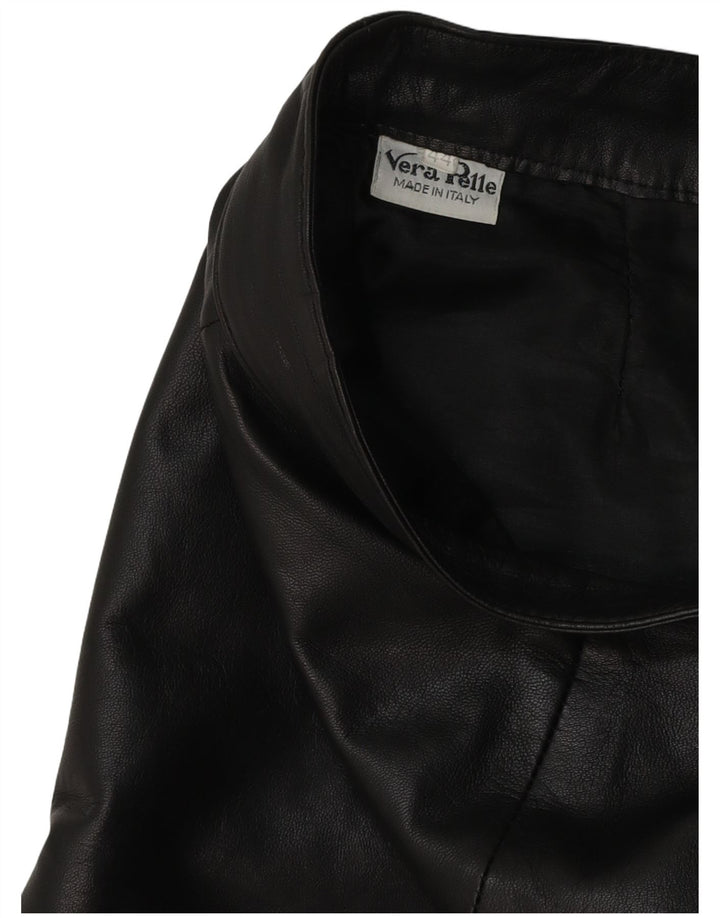 Gonna in pelle da donna VINTAGE IT 44 media W28 in pelle nera