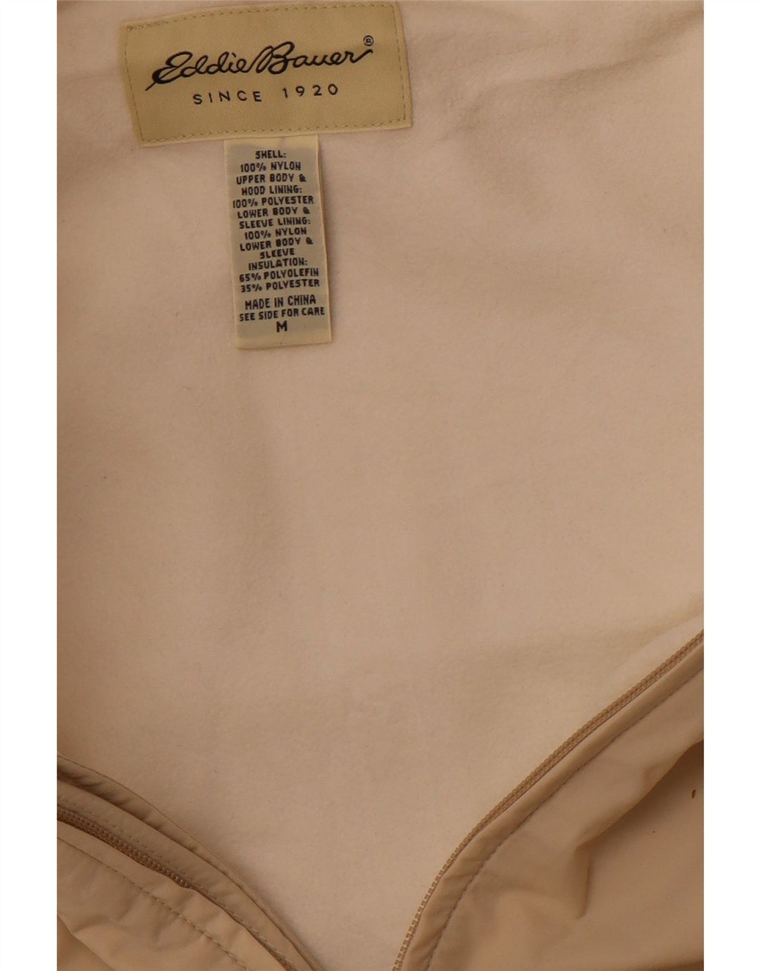 EDDIE BAUER Giacca a vento con cappuccio da uomo UK 38 Nylon beige medio