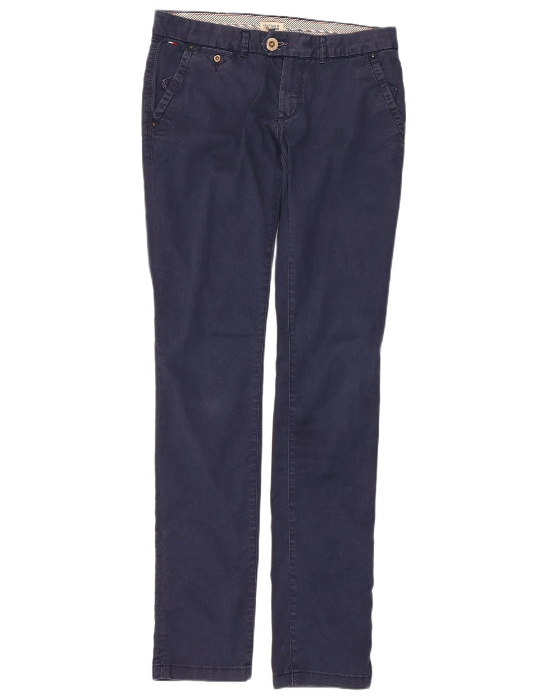 TOMMY HILFIGER Pantaloni da abito slim da donna W28 L34 cotone blu navy