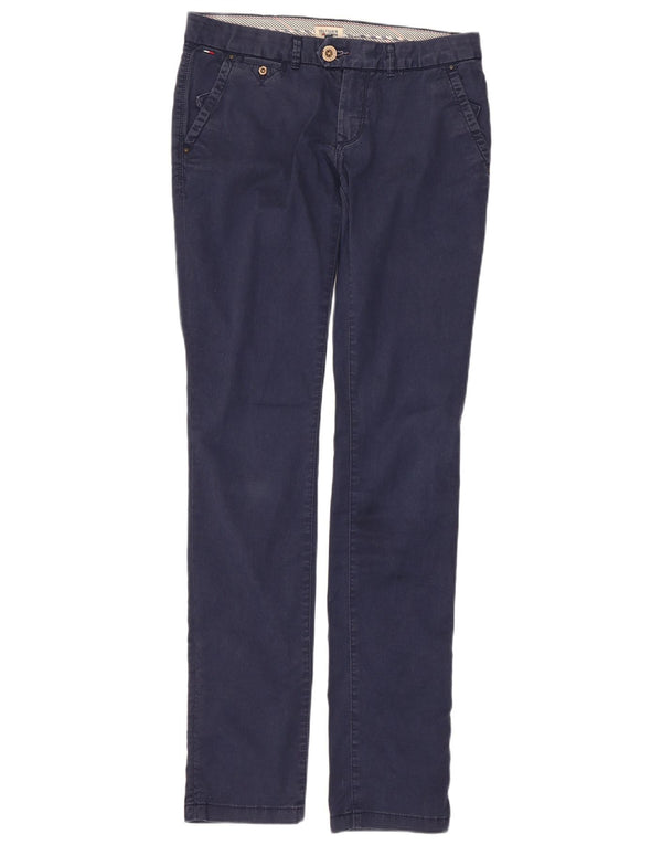 TOMMY HILFIGER Pantaloni da abito slim da donna W28 L34 cotone blu navy