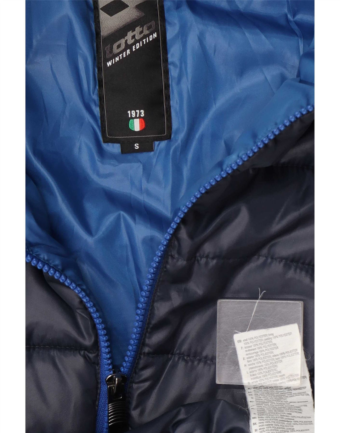 Giacca imbottita con cappuccio da uomo Lotto UK 36 piccola in poliestere blu navy